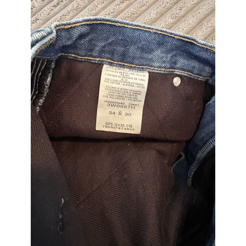 WRANGLER RIGGS WORK WEAR DURA SHIELD DENIM FLANNEL LINED BLUE JEANS 34x30 - Picture 14 of 14